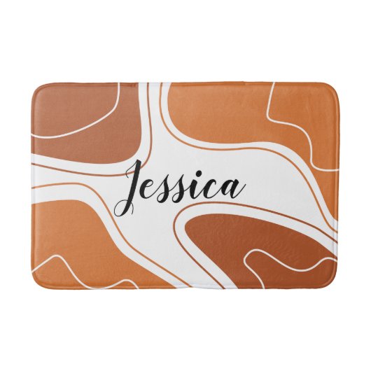 茶色のモダンな幾何形状パターン名 バスマット (正面)