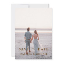 茶色のモダンスクリプト写真の結婚式の日付を保存