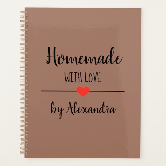 茶色のモダンスクリプト名レシピエイブリミニバインダー プランナー手帳 (正面)
