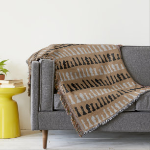 茶色のモダンチェス駒のゲームパターン スローブランケット