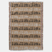 茶色のモダンチェス駒のゲームパターン スローブランケット (正面縦)