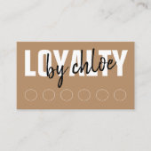 茶色のモダンパンチスクリプト ロイヤリティカード (正面)