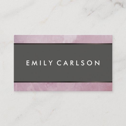 茶色のモダンメタリックグランジトリム付きピンク 名刺 (正面)