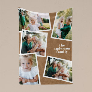 茶色のモダン写真数々の家族の家の装飾ギフト フリースブランケット