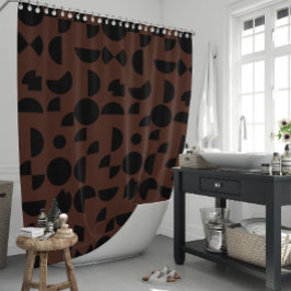 茶色のモダン幾何エレガント部部族 シャワーカーテン