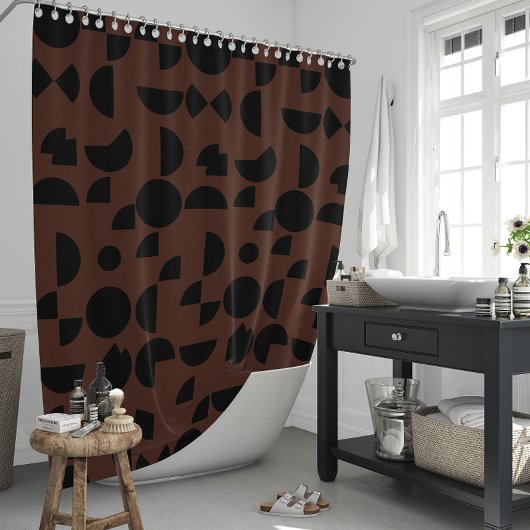 茶色のモダン幾何エレガント部部族 シャワーカーテン
