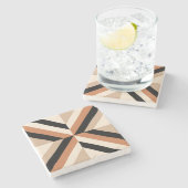 茶色のモダン幾何学色ブロック ストーンコースター (横)