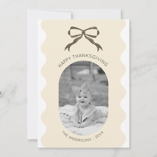 茶色のモダン弓の斜面感謝写真 シーズンカード (正面)