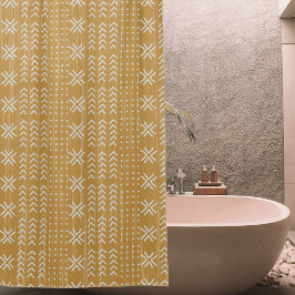 茶色のモダン泥の布のアフリカパターン シャワーカーテン