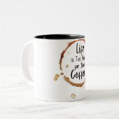 茶色のモダン生活はコーヒーのマグが悪いために短すぎる ツートーンマグカップ (正面左)