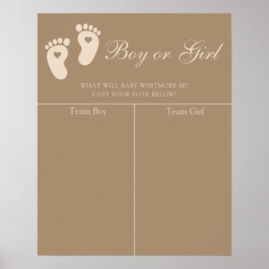 茶色のモダン足跡の性別の予測を明らかにする ポスター (正面)