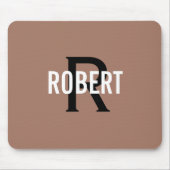 茶色のモダン黒モノグラム名men's s マウスパッド (正面)