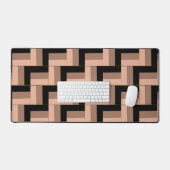 茶色のモチャ黒い幾何学長方形 デスクマット (キーボード&マウス)