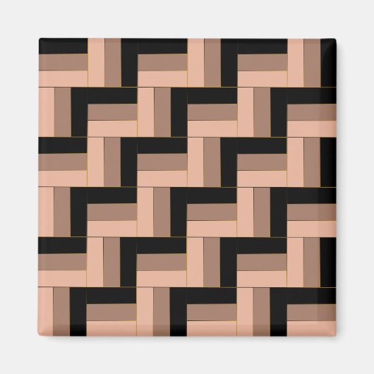 茶色のモチャ黒い幾何学長方形 マグネット (正面)