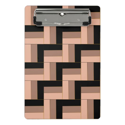 茶色のモチャ黒い幾何学長方形 ミニクリップボード (正面)
