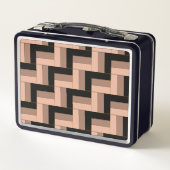 茶色のモチャ黒い幾何学長方形 メタルランチボックス (裏面)