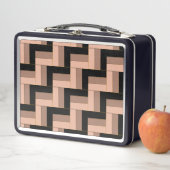 茶色のモチャ黒い幾何学長方形 メタルランチボックス (インサイチュ)