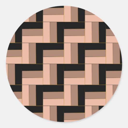 茶色のモチャ黒い幾何学長方形 ラウンドシール (正面)