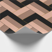 茶色のモチャ黒い幾何学長方形 ラッピングペーパー (角)