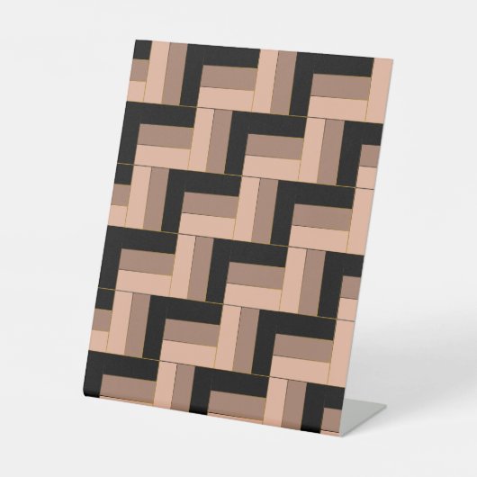 茶色のモチャ黒い幾何学長方形 台座サイン (正面)