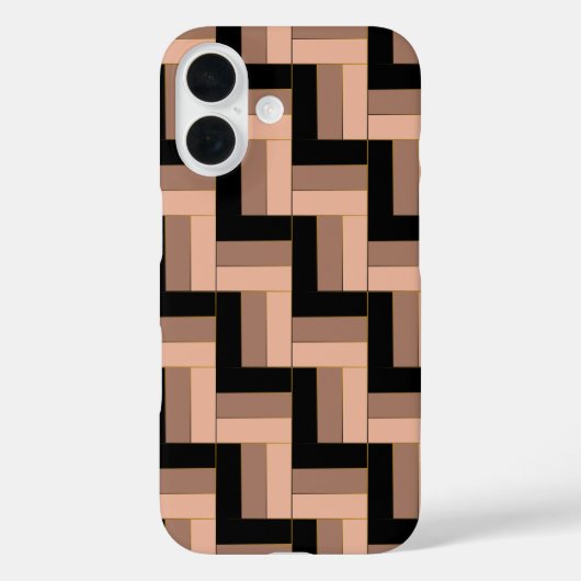 茶色のモチャ黒い幾何学長方形 Case-Mate iPhoneケース (裏面)