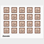 茶色のモノグラムのステッカーにラッキーホースシューズ スクエアシール (シート)