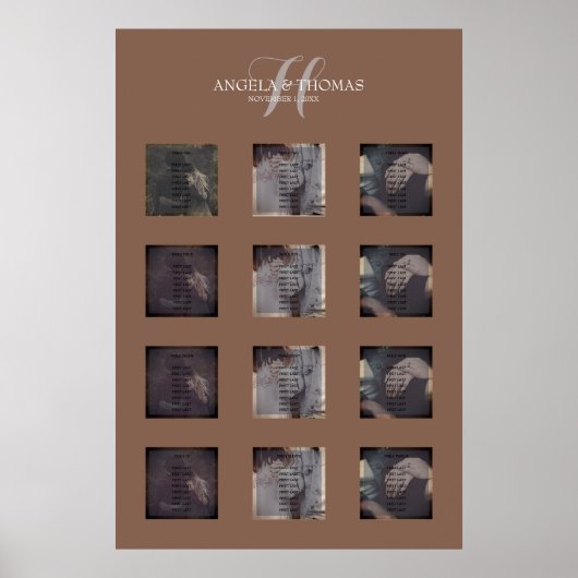 茶色のモノグラムの座席表 ポスター (正面)