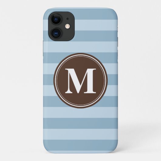 茶色のモノグラムストライプを持つ赤ちゃん青の Case-Mate iPhoneケース (裏面)