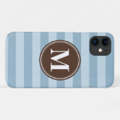 茶色のモノグラムストライプを持つ赤ちゃん青の Case-Mate iPhoneケース (裏面(横))