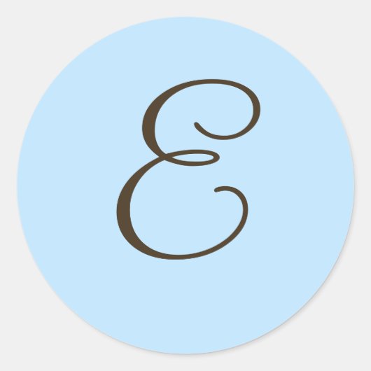 茶色のモノグラムEオン淡い青の好意ラベル ラウンドシール (正面)