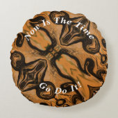 茶色のユニーク抽象芸術大理石液状 ラウンドクッション (正面)