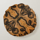 茶色のユニーク抽象芸術大理石液状 ラウンドクッション (裏面)