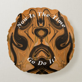 茶色のユニーク抽象芸術大理石液状 ラウンドクッション