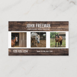 茶色のユニーク木の馬の写真Equestrian 名刺