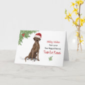 茶色のラブラドールリトリエバークリスマスドブインおもしろい カード (黄色い花)