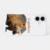 茶色のリアルなカピバラ動物愛好家iPhoneケース iPhone 16ケース (裏面横)