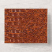 茶色のリアルなワニの皮の外観  オールインワン招待状 (裏面)