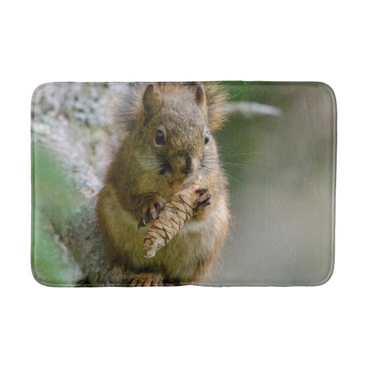 茶色のリス 野生動物 写真 バスマット (正面)
