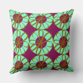 茶色のリボンの花オンミントドーナツBurgundy クッション (裏面)