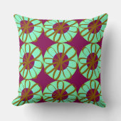 茶色のリボンの花オンミントドーナツBurgundy クッション (正面)