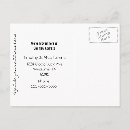 茶色のリボン引っ越しました 案内ポストカード (裏面)