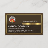 茶色のレイヤ上の屋上建築金ゴールドフレーム 名刺 (正面)