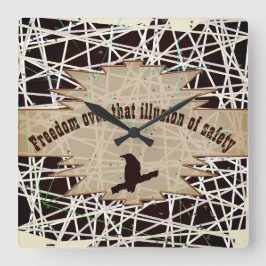 茶色のレイヴンの安全の錯覚に対する自由 スクエア壁時計