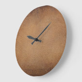 茶色のレザーテクスチャ:ヴィンテージ背景クローズアップ ラージ壁時計 (傾斜)