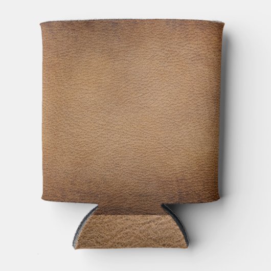 茶色のレザーテクスチャ：ヴィンテージ背景クローズアップ 缶クーラー (正面)