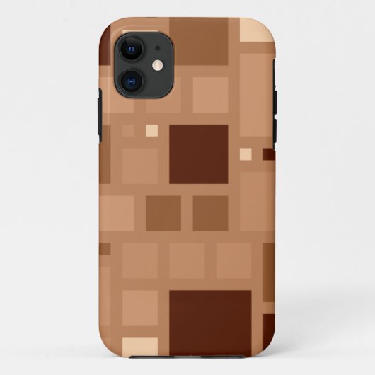 茶色のレトロモダン正方形パターン Case-Mate iPhoneケース (裏面)