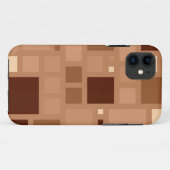 茶色のレトロモダン正方形パターン Case-Mate iPhoneケース (裏面(横))