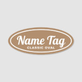 茶色のレトロ楕円クラシック名タグ 名札 (正面)