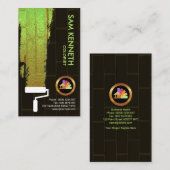 茶色のレンガ壁の発光絵を描色学者 名刺 (正面/裏面)