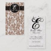 茶色のレースはあなたのモノグラムをcutomize 名刺 (正面/裏面)